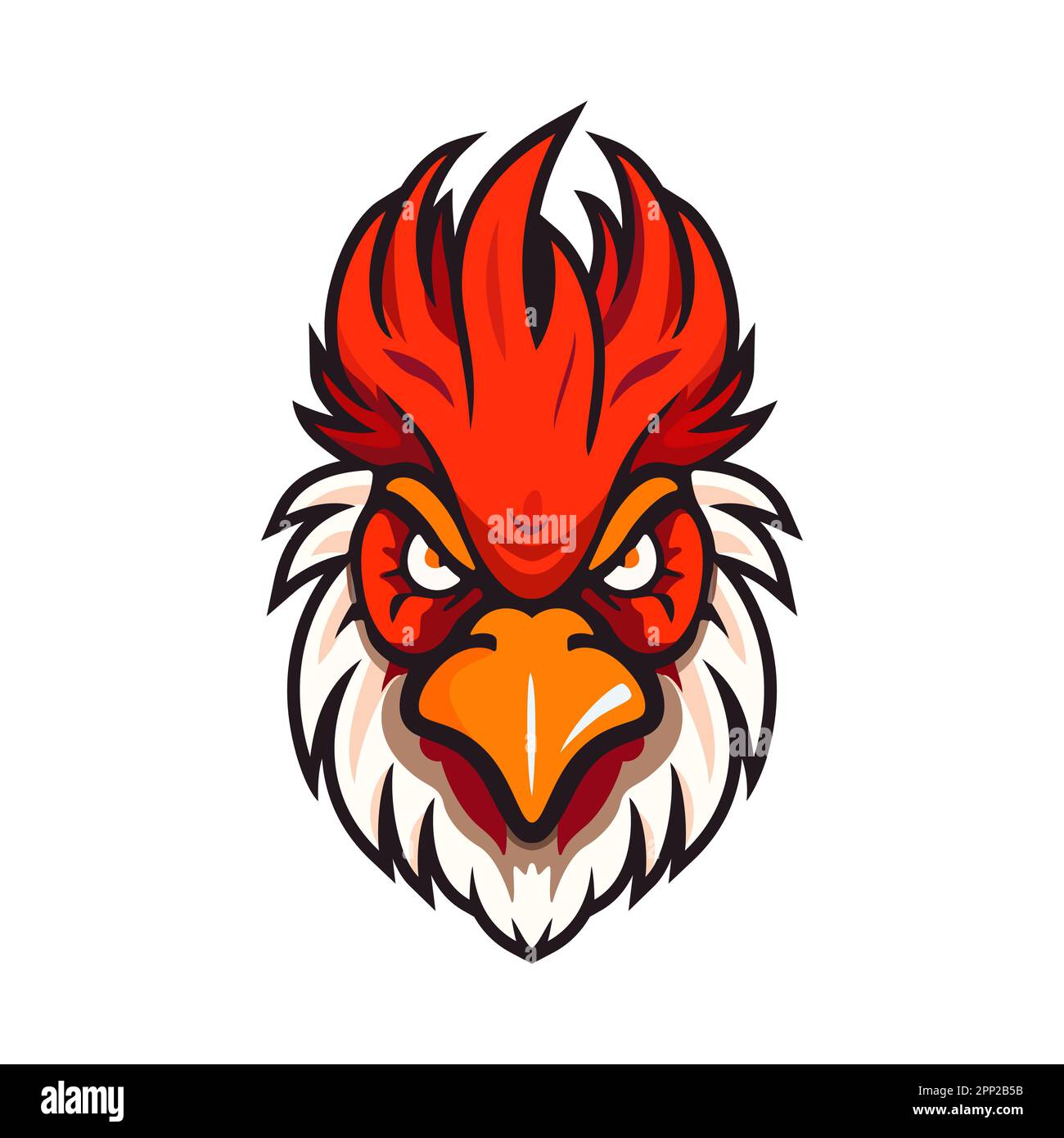 Logo del gallo. Carino gallo testa. Immagine di un gallo in stile piatto. Illustrazione vettoriale Illustrazione Vettoriale