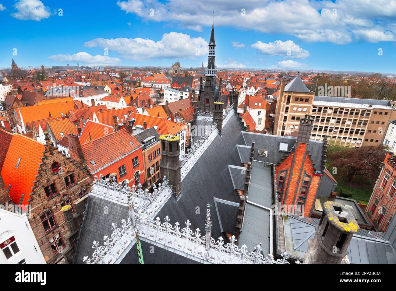 Bruges, Belgio skyline sul tetto. Foto Stock Bruges, Belgio skyline sul tetto. Foto Stock