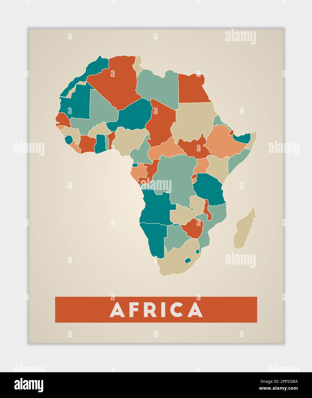 Poster Africa. Mappa del continente con regioni colorate. Forma dell'Africa con il nome del continente. Incredibile illustrazione vettoriale. Illustrazione Vettoriale Poster Africa. Mappa del continente con regioni colorate. Forma dell'Africa con il nome del continente. Incredibile illustrazione vettoriale. Illustrazione Vettoriale