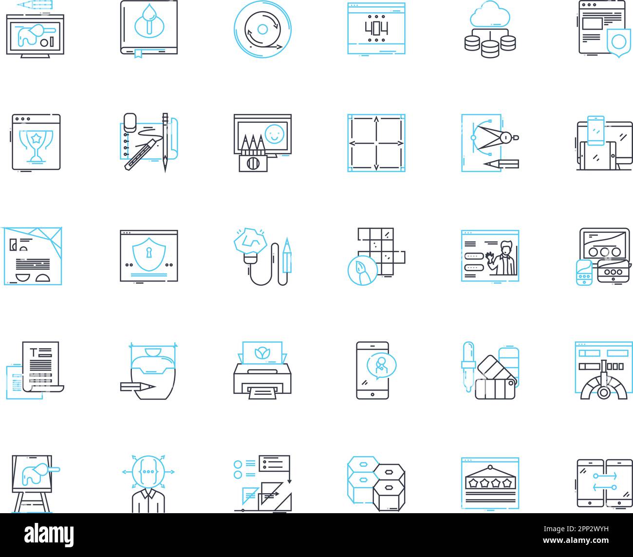 Icone lineari Cyber Reality. Virtuale, aumentata, Simulazione, digitale, immersivo, Alternate, vettore di linea artificiale e segnali concettuali Illustrazione Vettoriale
