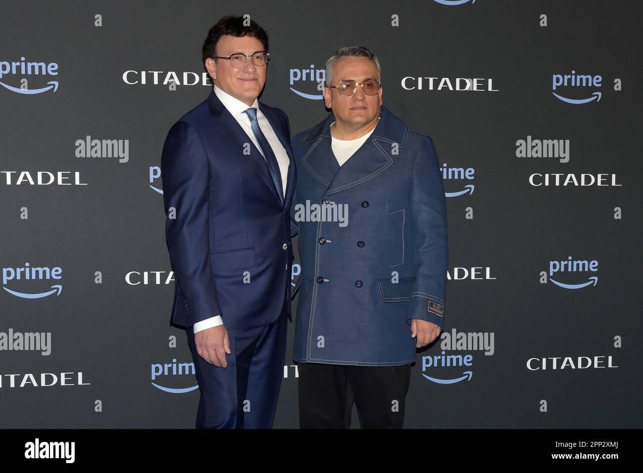 Roma, Italia. 21st Apr, 2023. Anthony Russo e Joe Russo partecipano alla prima serie televisiva della Citadel a Roma. Credit: Vincenzo Nuzzolese/Alamy Live News Foto Stock
