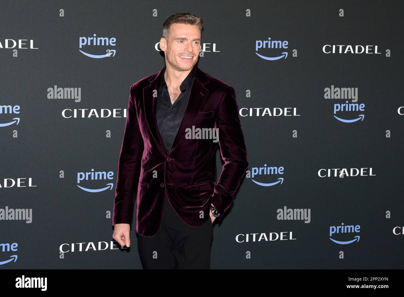 Roma, Italia. 21st Apr, 2023. Richard Madden partecipa alla prima serie televisiva della Cittadella a Roma. Credit: Vincenzo Nuzzolese/Alamy Live News Foto Stock