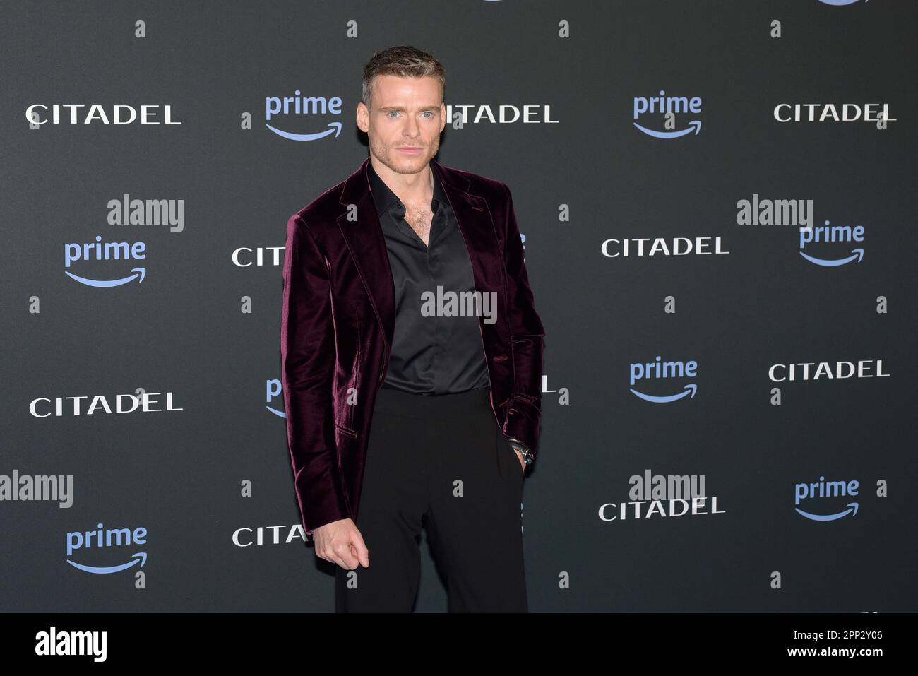 Roma, Italia. 21st Apr, 2023. Richard Madden partecipa alla prima serie televisiva della Cittadella a Roma. Credit: Vincenzo Nuzzolese/Alamy Live News Foto Stock