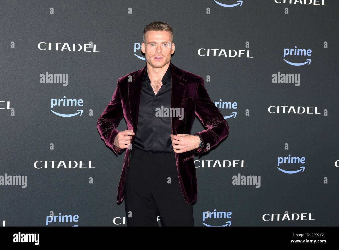 Roma, Italia. 21st Apr, 2023. Richard Madden partecipa alla prima serie televisiva della Cittadella a Roma. Credit: Vincenzo Nuzzolese/Alamy Live News Foto Stock