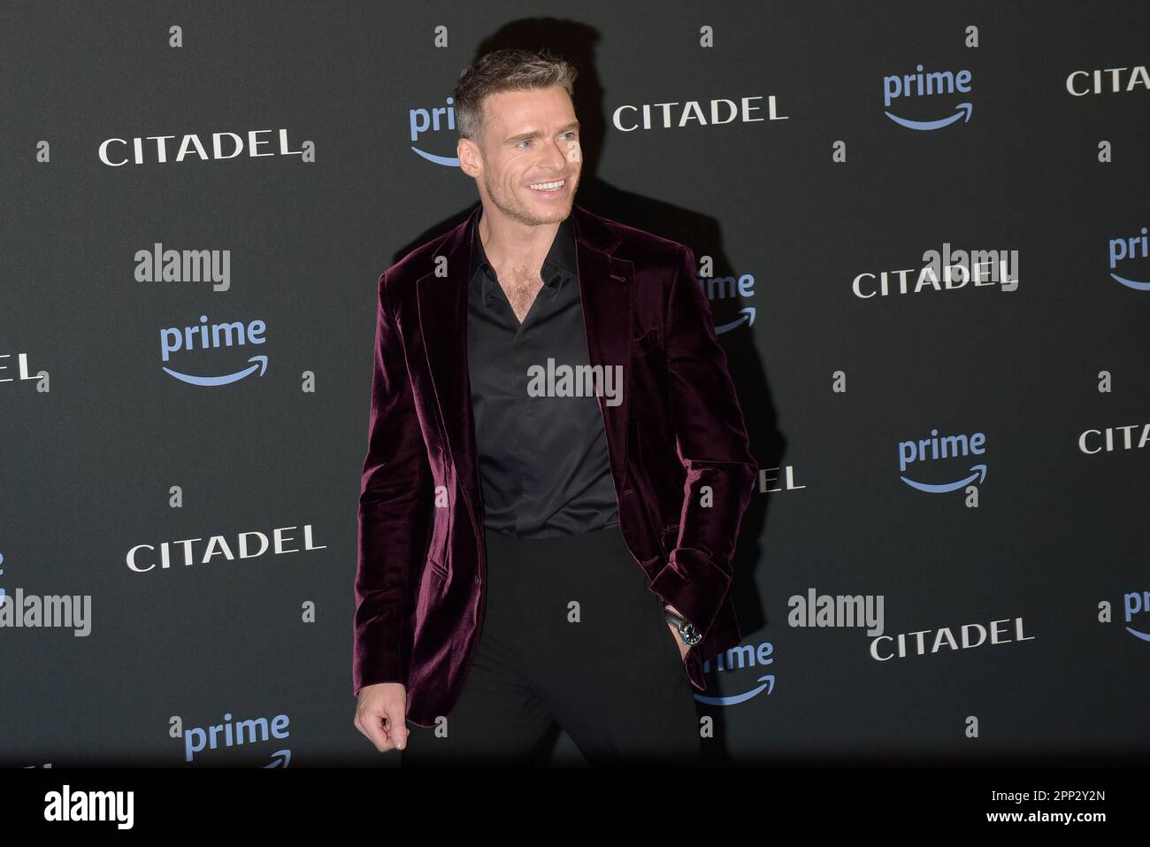 Roma, Italia. 21st Apr, 2023. Richard Madden partecipa alla prima serie televisiva della Cittadella a Roma. Credit: Vincenzo Nuzzolese/Alamy Live News Foto Stock