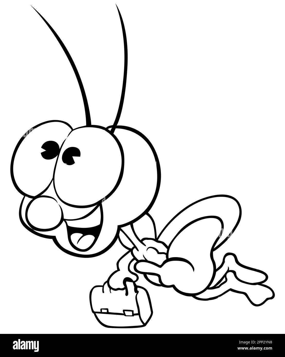 Disegno di un scarabeo volante con una valigetta in mano Illustrazione Vettoriale