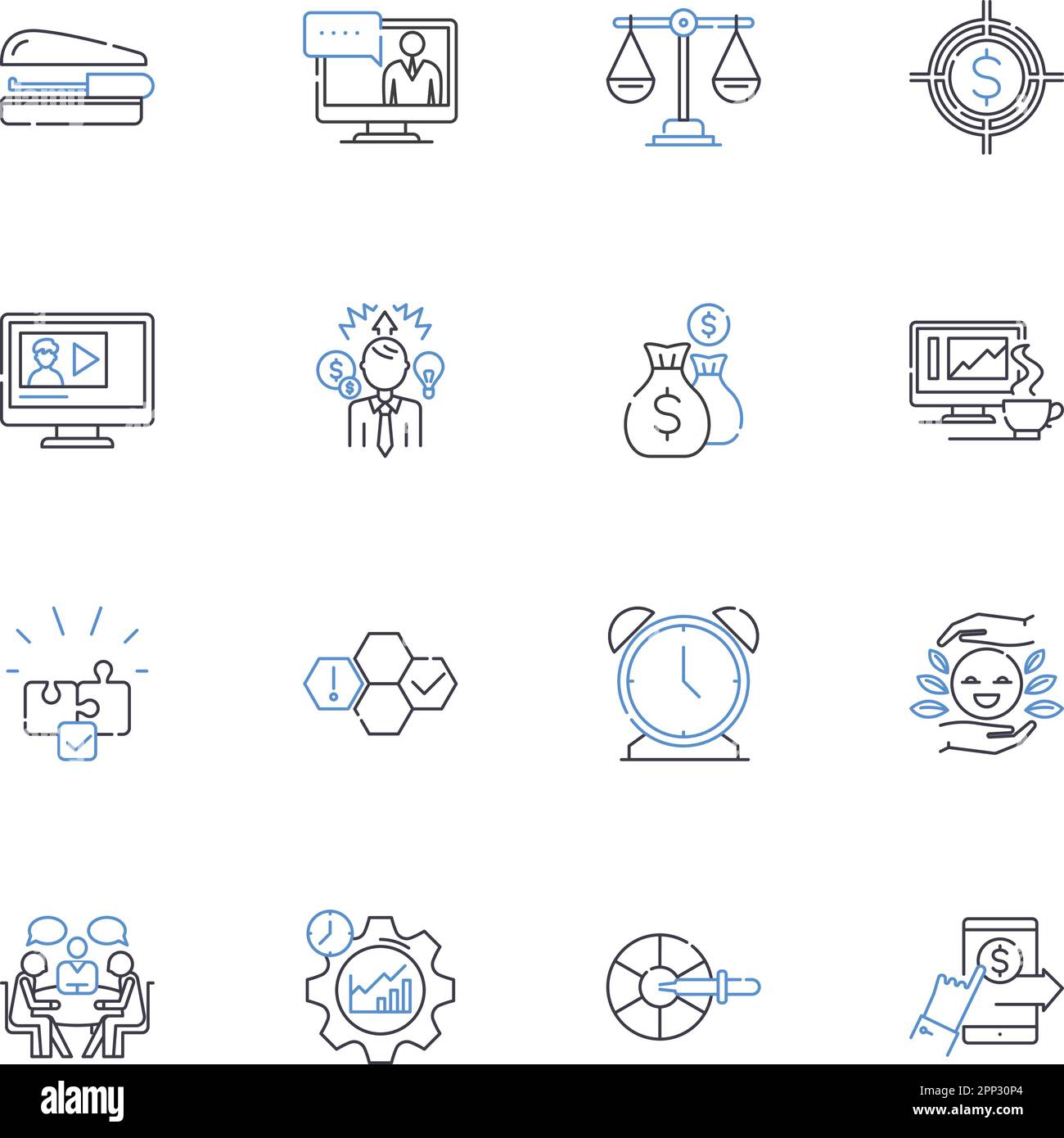 Raccolta icone linea di pagamento online. E-commerce, transazioni, portafoglio digitale, pagamento, PayPal, Visa, Mastercard vettoriale e illustrazione lineare Illustrazione Vettoriale