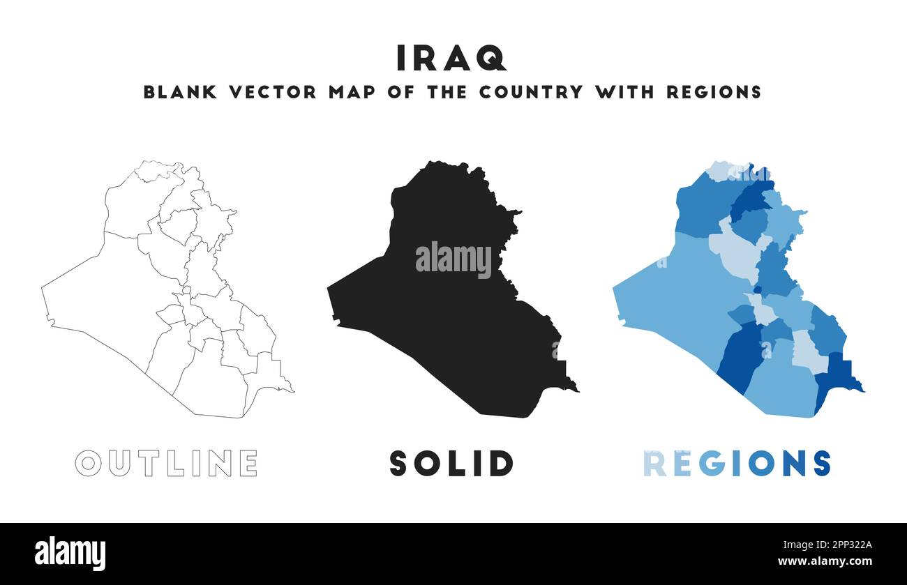 Mappa della Repubblica di Iraq. Confini della Repubblica di Iraq per la vostra infografica. Forma del paese vettoriale. Illustrazione vettoriale. Illustrazione Vettoriale