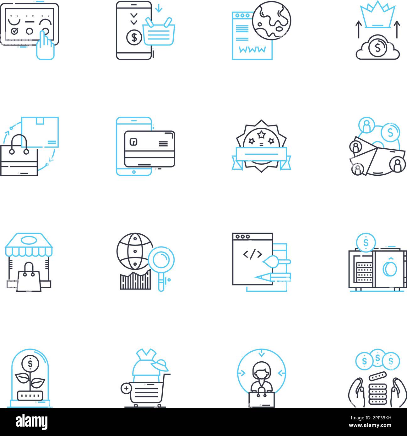 Offerte promozionali Set di icone lineari. Sconti, buoni, vendite, offerte, promozioni, Speciali, linee di contrattazione vettore e segnali di concetto. Offerte,sconti Illustrazione Vettoriale