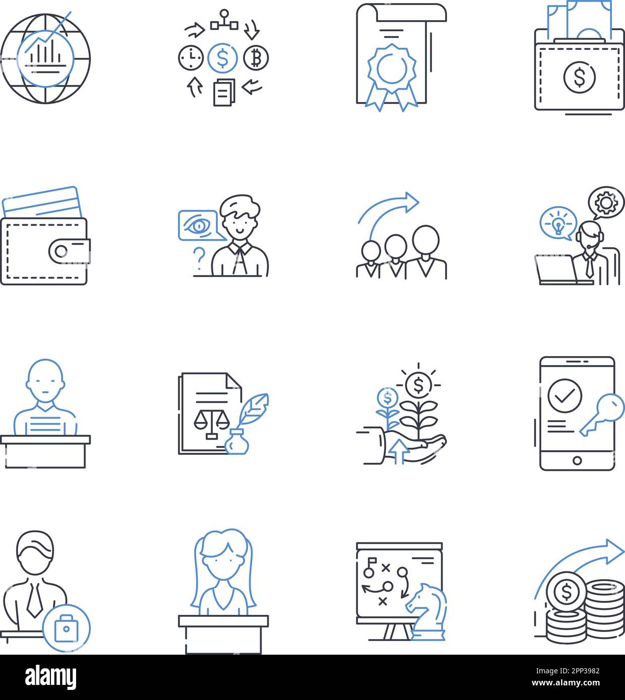 La mia collezione di icone della linea del manager. Di supporto, comunicativo, trusrthy, motivante, organizzato, Efficiente, approfondita illustrazione vettoriale e lineare Illustrazione Vettoriale