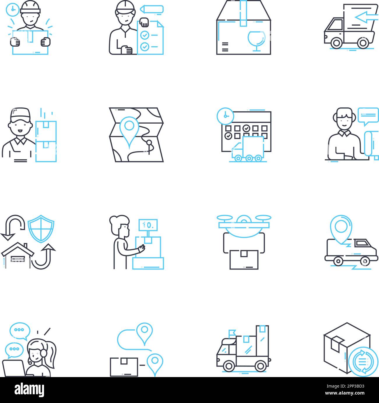 Set di icone lineari per consegna rapida. Veloce, rapido, Agile, rapido, prompt, Segnali vettoriali e concettuali istantanei e accelerati. Express, affrettati Illustrazione Vettoriale