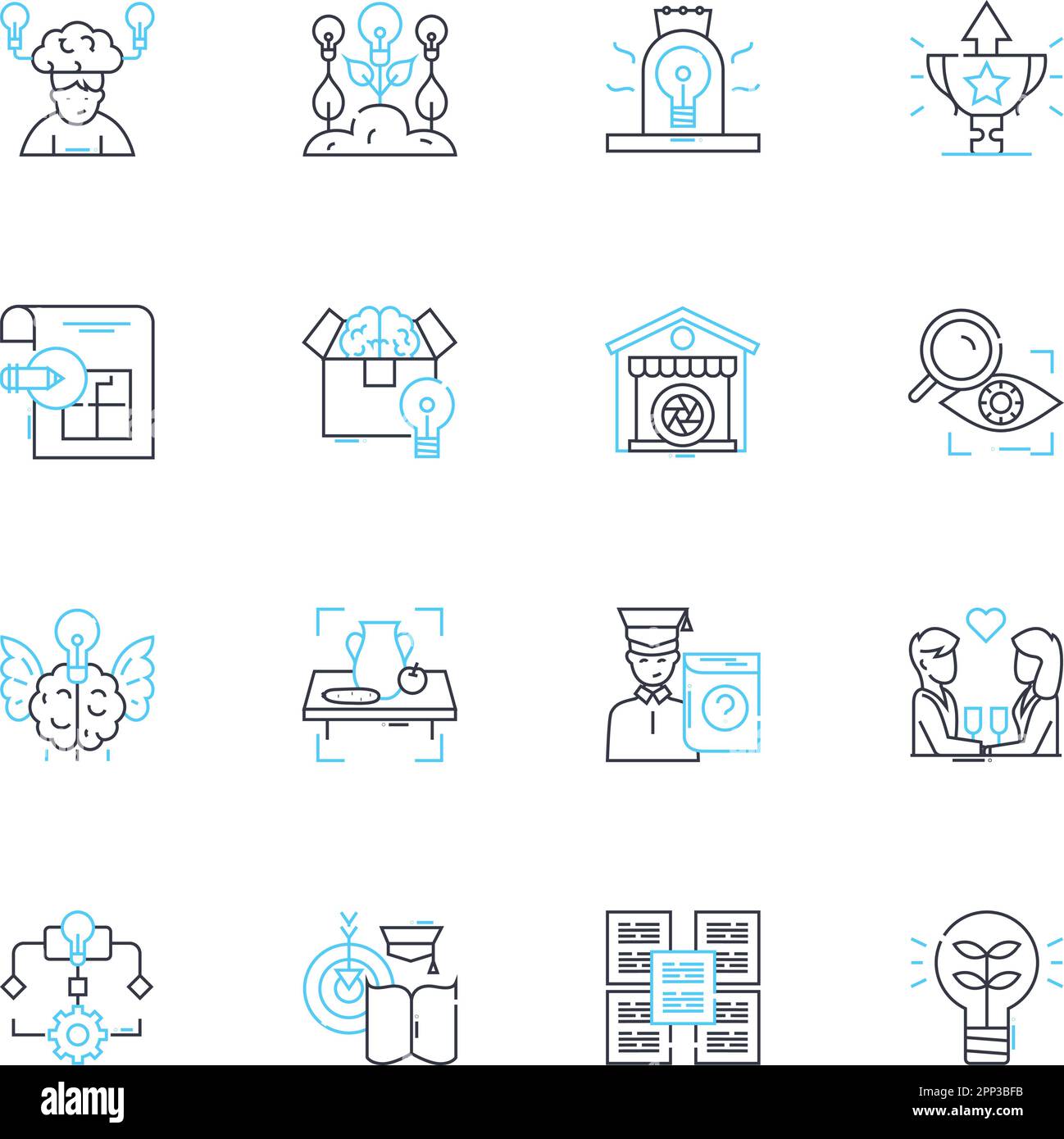 Set di icone lineari per intelligenza artificiale e robotica. Automazione, neurale, macchina, algoritmo, intelligenza, Robotics, vettore di linea Neural nerk e. Illustrazione Vettoriale