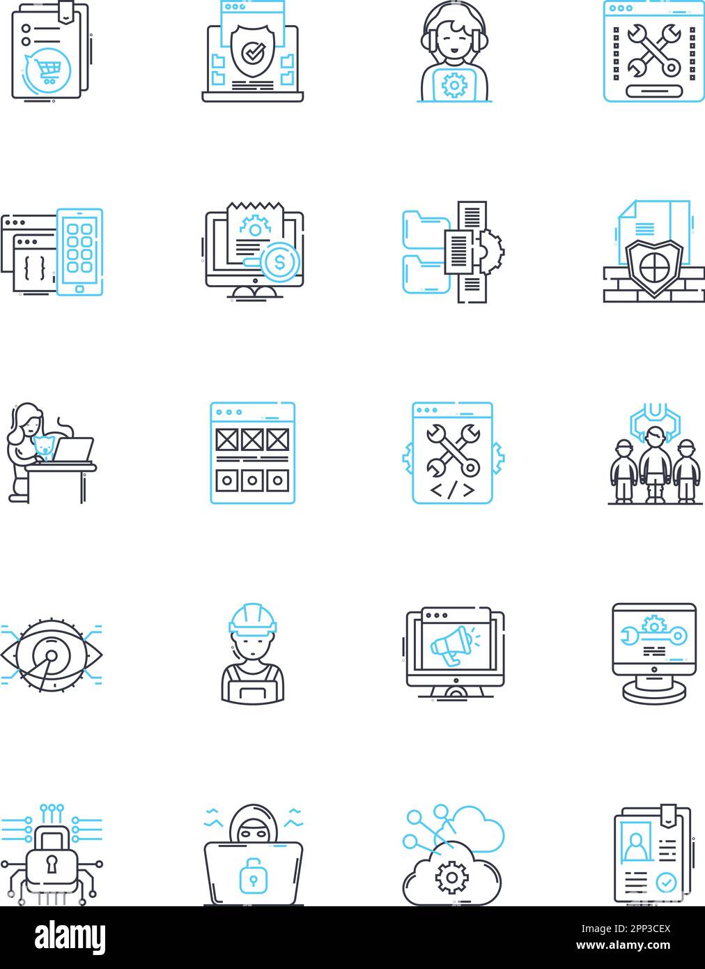 Set di icone lineari per la mobilità. Trasporto, movimento, transito, viaggio, pendolarismo, Segnaletica di guida, vettoriale della linea di navigazione e concettuale. Mobilità, flusso Illustrazione Vettoriale