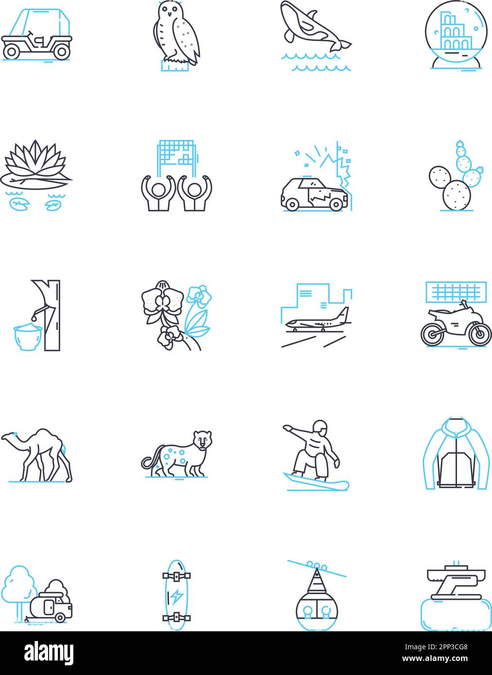 Turismo culturale icone lineari set. Patrimonio, Musei, Folklore, Arte, Storia, Diversità, Tradizioni vettore di linea e segnali concettuali. Cucina Illustrazione Vettoriale