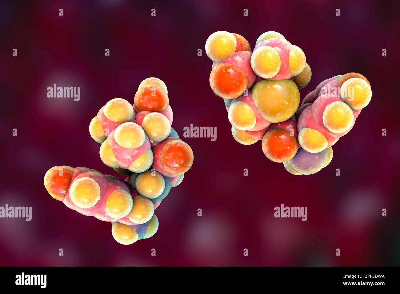 Molecola di farmaco di amoxicillina, illustrazione Foto Stock