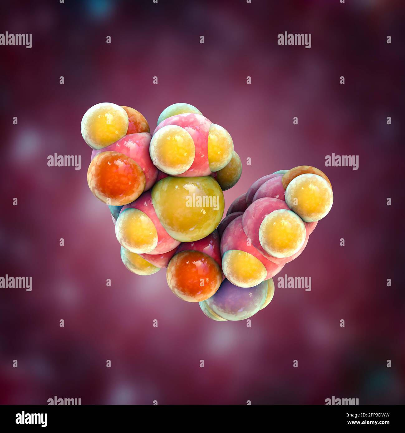 Molecola di farmaco di amoxicillina, illustrazione Foto Stock