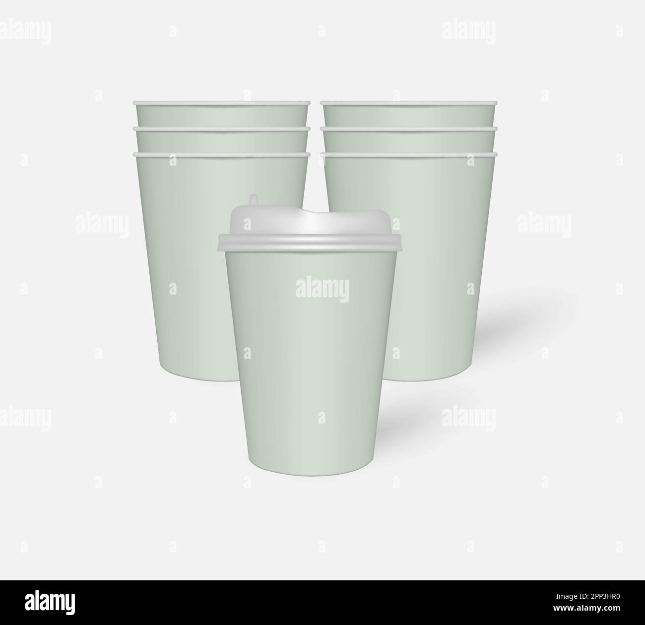 Tazzine da caffè usa e getta color menta, mock-up. Tazza da asporto, mockup. Modello vettore Illustrazione Vettoriale