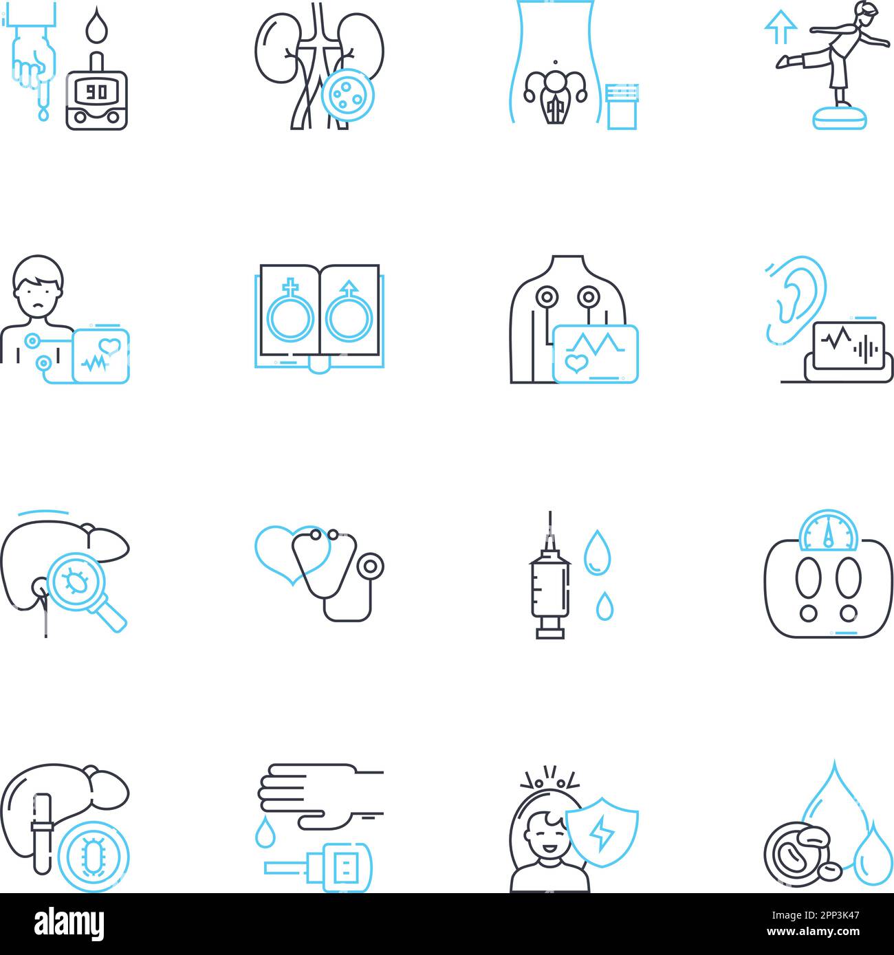 Insieme di icone lineari di interezza. Equilibrio, armonia, integrazione, unità, completezza, Wellness, linee di serenità e segnali concettuali. Vitalità, Restauro Illustrazione Vettoriale