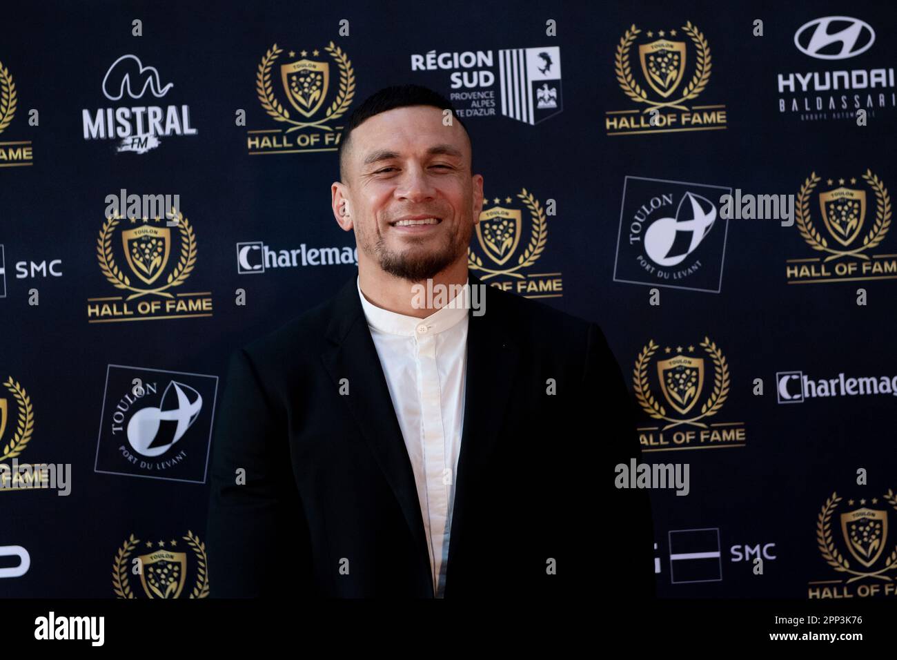 Tolone, Var, Francia. 18th Apr, 2023. Sonny Bill Williams assiste alla prima serata Rugby Club Toulonnais Hall of Fame a Tolone. Il Rugby Club Toulonnais (RCT) presenta la prima Rugby Hall of Fame inducendo otto giocatori durante una serata di gala allo Zenith di Tolone. (Credit Image: © Laurent Coust/SOPA Images via ZUMA Press Wire) SOLO PER USO EDITORIALE! Non per USO commerciale! Foto Stock