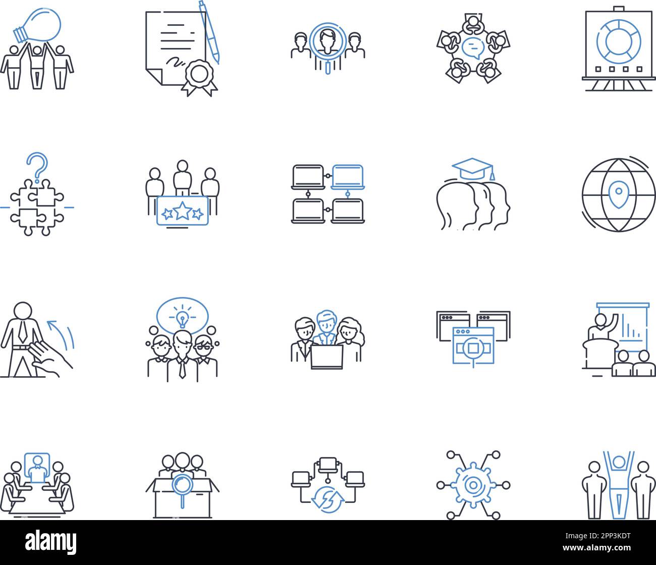 Collezione icone linea convenzione di investimento. Portafoglio, strategia, azioni, fondi, azioni, Obbligazione, vettore di asset e illustrazione lineare. Diversificazione Illustrazione Vettoriale