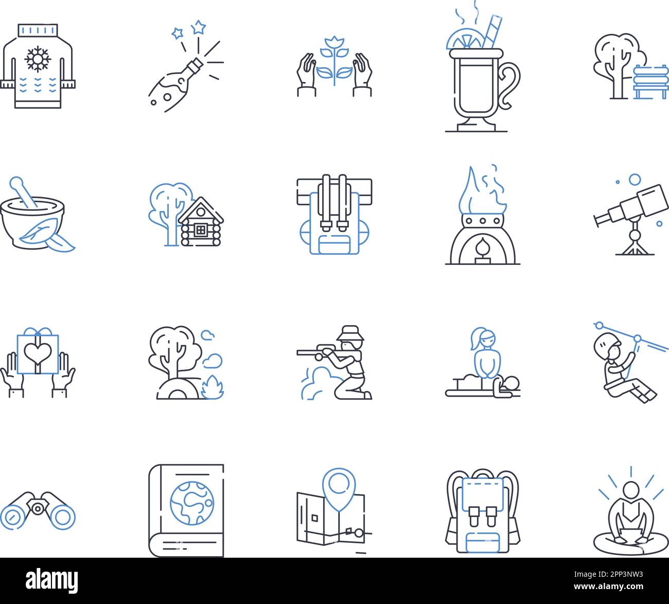 Passatempo piaceri linea icone collezione. Lettura, pesca, Pittura, Escursionismo, Giardinaggio, Riproduzione, Unione vettoriale e illustrazione lineare. Ballo Illustrazione Vettoriale