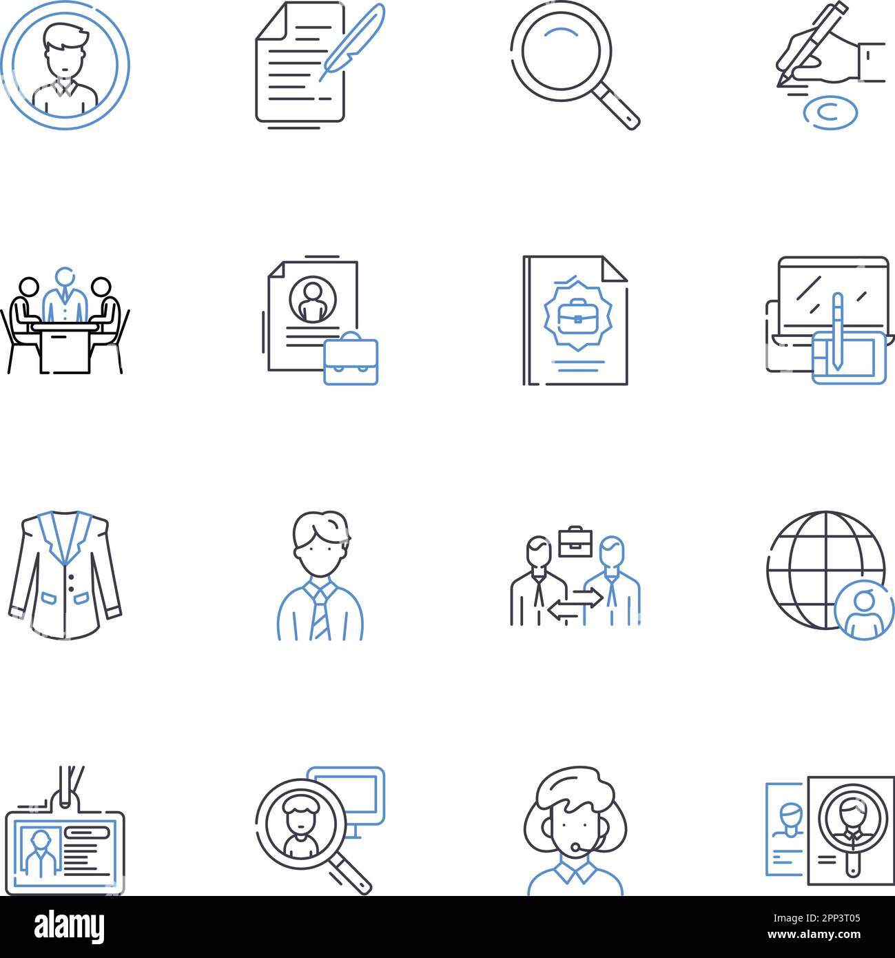 Raccolta di icone della riga dello sviluppatore Web. HTML, CSS, JavaScript, Bootstrap, jQuery, PHP, MySQL vettoriale e illustrazione lineare. AJAX,JSON,CodeIgniter Illustrazione Vettoriale