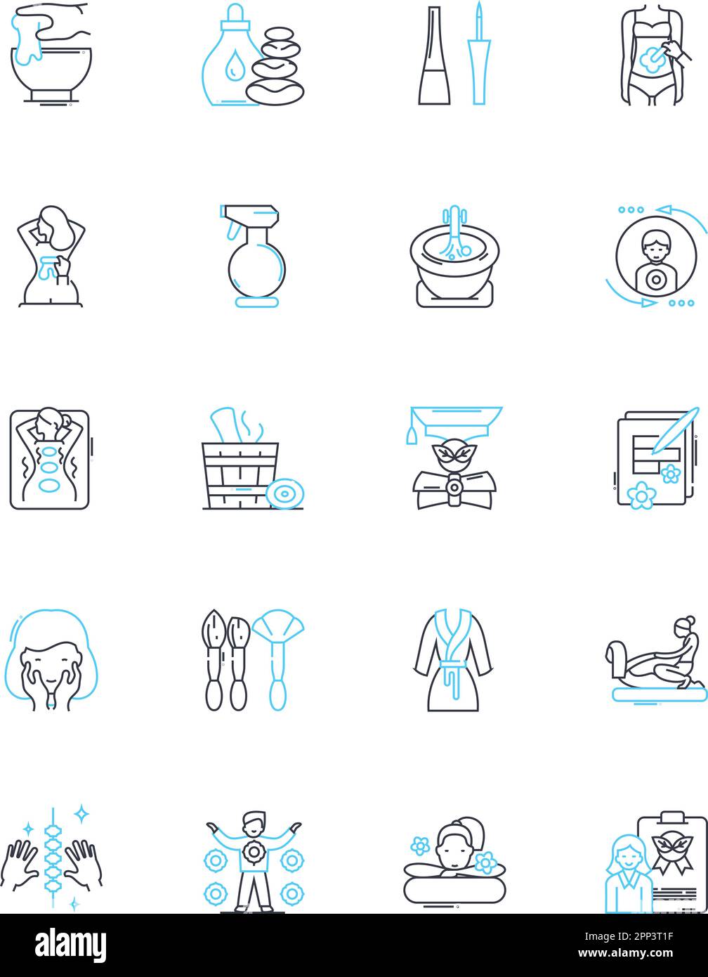 Set di icone lineari eteree. Altro mondo, trascendente, incantevole, etermondana, spirituale, Segni di linea e concetti divini e sognanti. Mistico Illustrazione Vettoriale