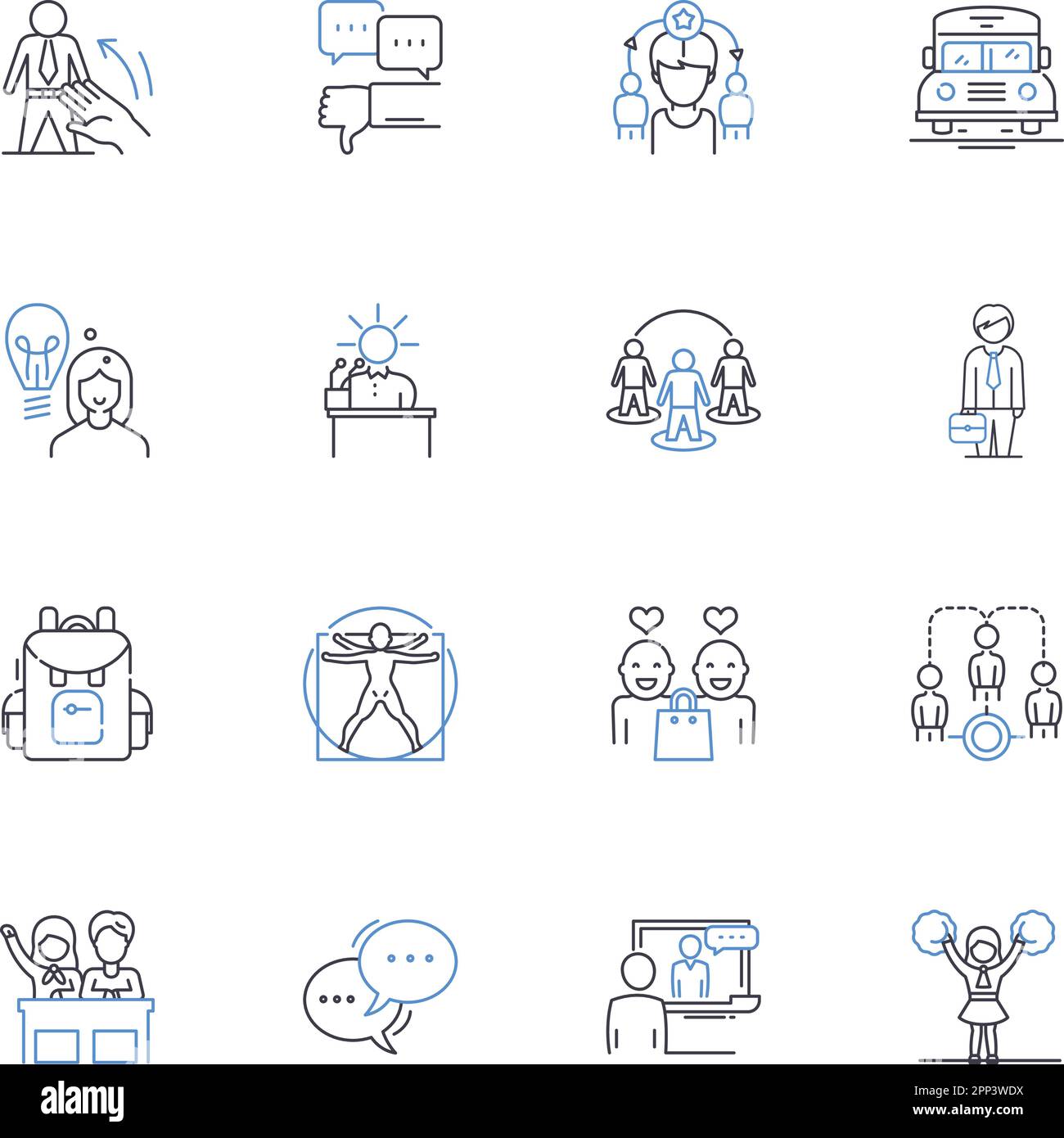 Raccolta di icone delle righe di recensioni e feedback. Opinione, reazione, Valutazione, critica, testimonianza, Feedback, vettore di commento e illustrazione lineare Illustrazione Vettoriale