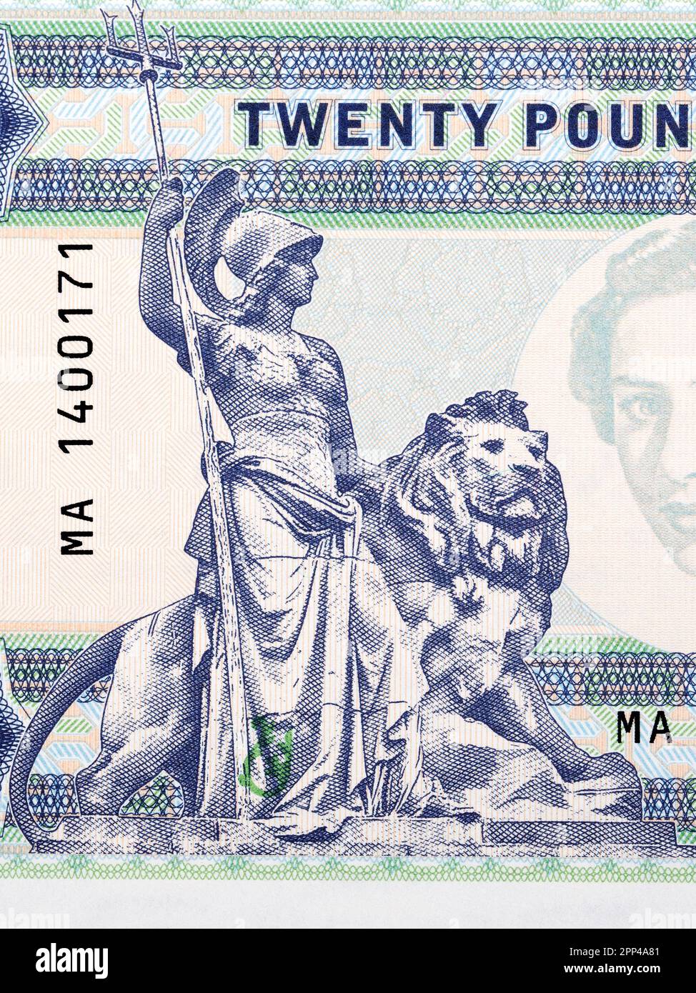 La Gran Bretagna con Lione da soldi inglesi - sterline Foto Stock