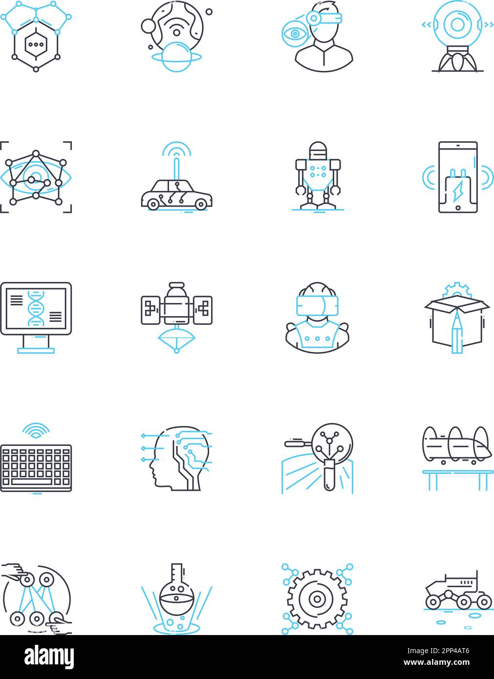 Set di icone lineari per la programmazione Web. HTML, CSS, JavaScript, jQuery, Bootstrap, Segni angolari, vettori di linea reagiscono e concettuali. Vuejs,Nodejs,Estrai Illustrazione Vettoriale