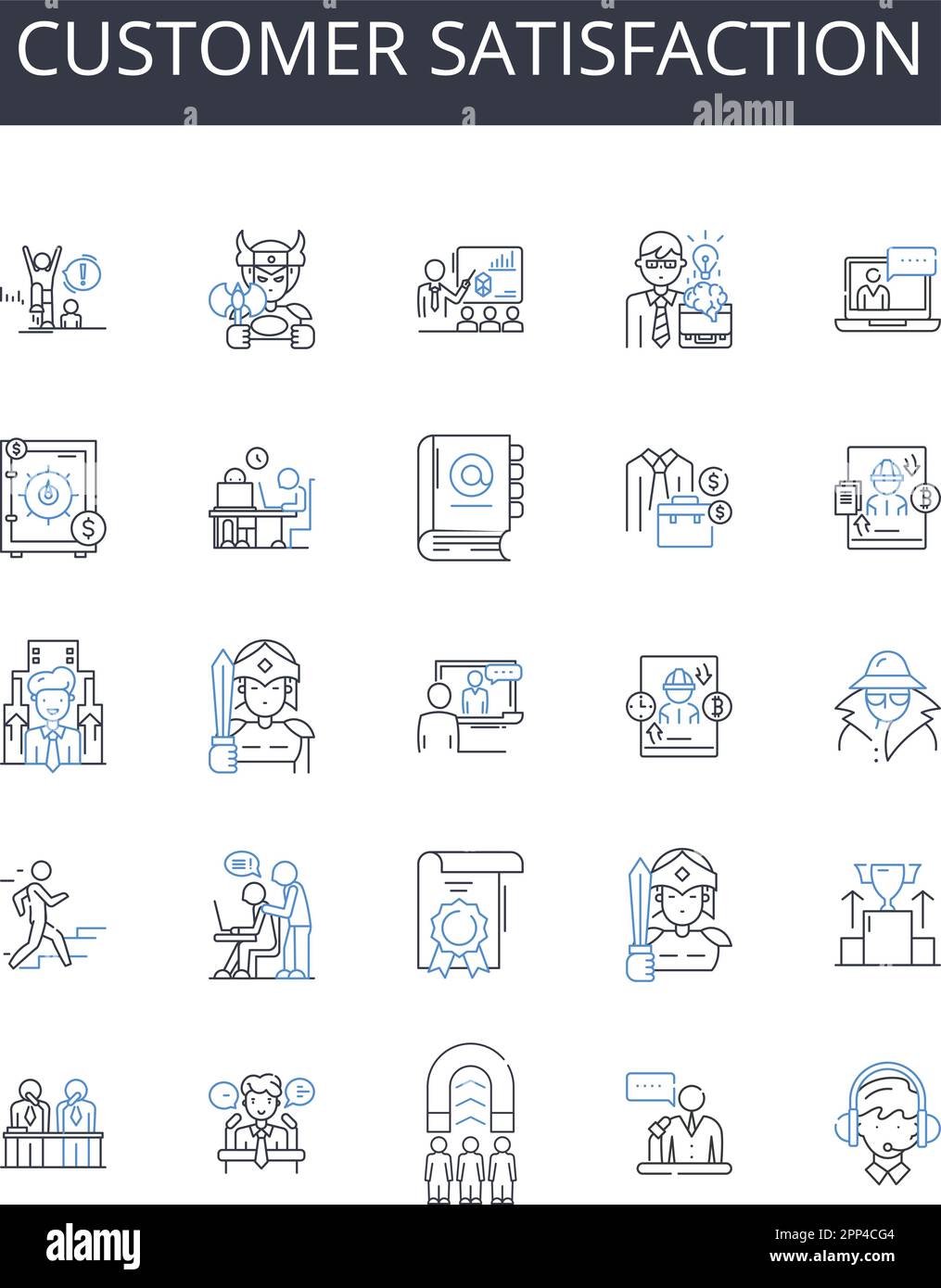 Raccolta di icone della linea di soddisfazione del cliente. Museo, Patrimonio, Archivi, Arte, Storia, Galleria, illustrazione vettoriale e illustrazione lineare. Scultura Illustrazione Vettoriale