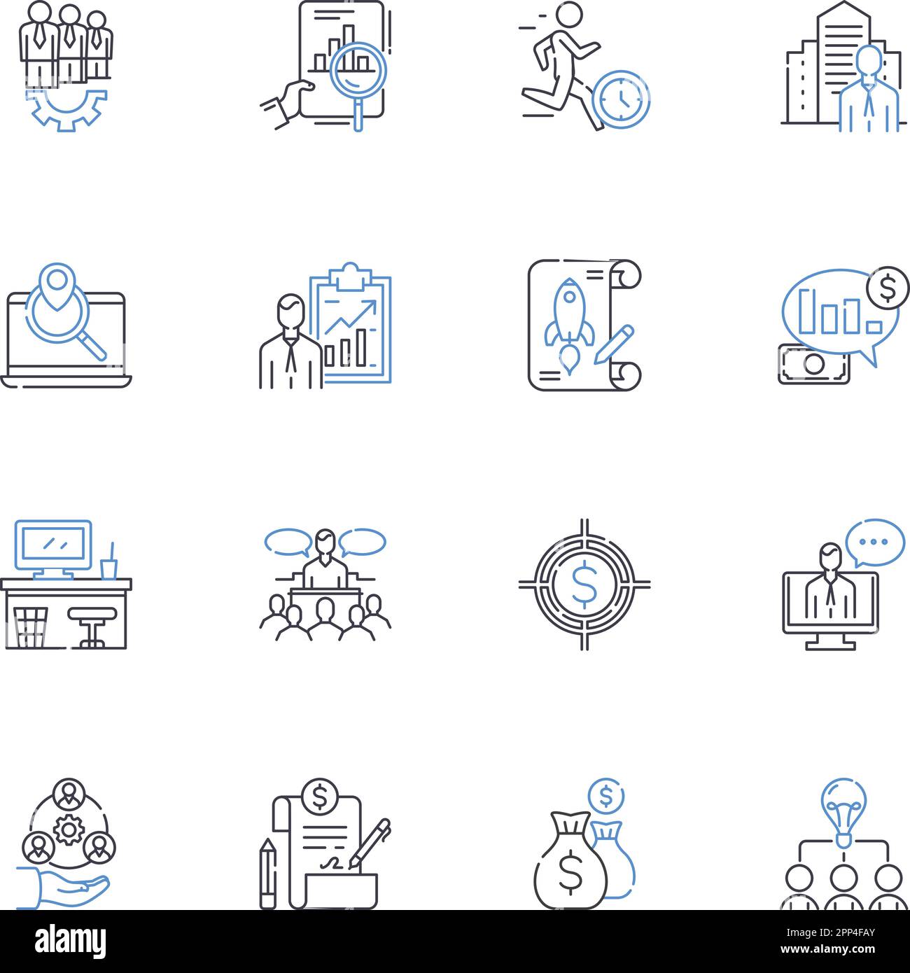 Strategia d'investimento linea icone raccolta. Portafoglio, diversificazione, rischio, rendimenti, allocazione delle risorse, Stock, vettore Bond e illustrazione lineare Illustrazione Vettoriale