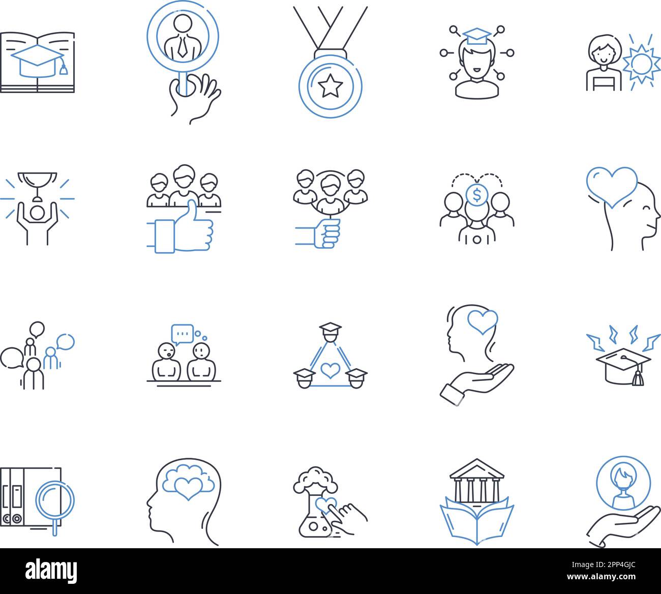 Personale che ricerca la collezione di icone di linea. Indagine, analisi, inchiesta, esplorazione, esame, Sonda, vettore di controllo e illustrazione lineare Illustrazione Vettoriale