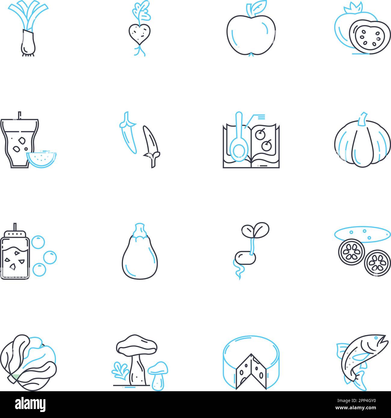 Set di icone lineari per l'agricoltura sostenibile. Conservazione, biologica, permacultura, rigenerativa, biodiversità, Salute del suolo, gas serra vettore di linea e. Illustrazione Vettoriale