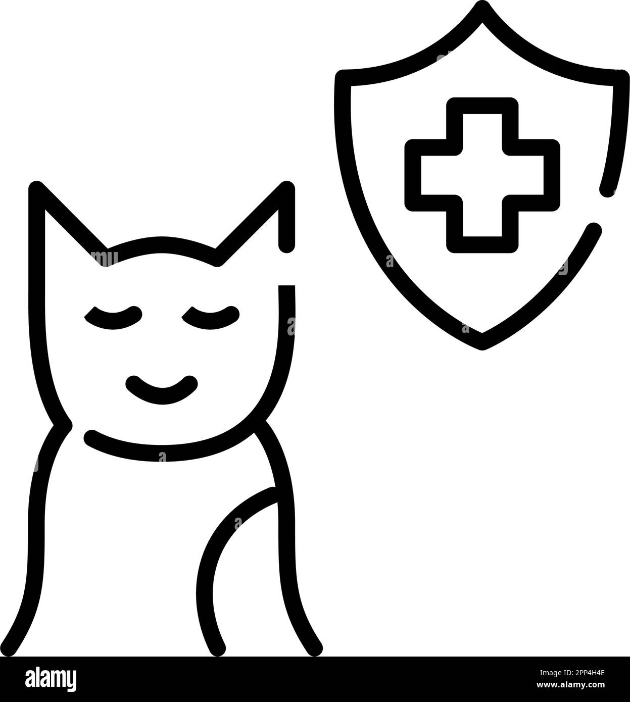 Assicurazione sanitaria per i gatti. Piano sanitario per gli animali domestici. Pixel Perfect, icona del tratto modificabile Illustrazione Vettoriale