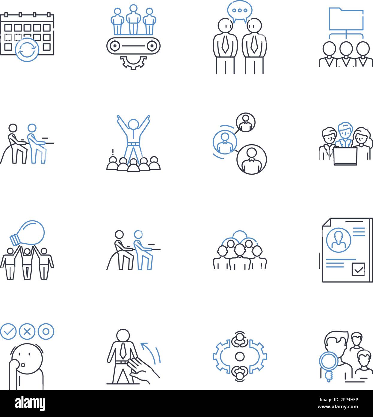 Collezione icone linea cooperative. Solidarietà, Comunità, democrazia, Empowerment, uguaglianza, Proprietà, vettore di partecipazione e illustrazione lineare Illustrazione Vettoriale