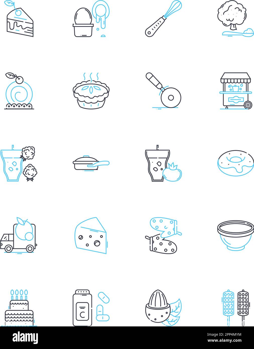 Self-service ristorante icone lineari set. Veloce, conveniente, economico, semplice, automatizzato, Segnali vettoriali e concettuali moderni e autosufficienti Illustrazione Vettoriale