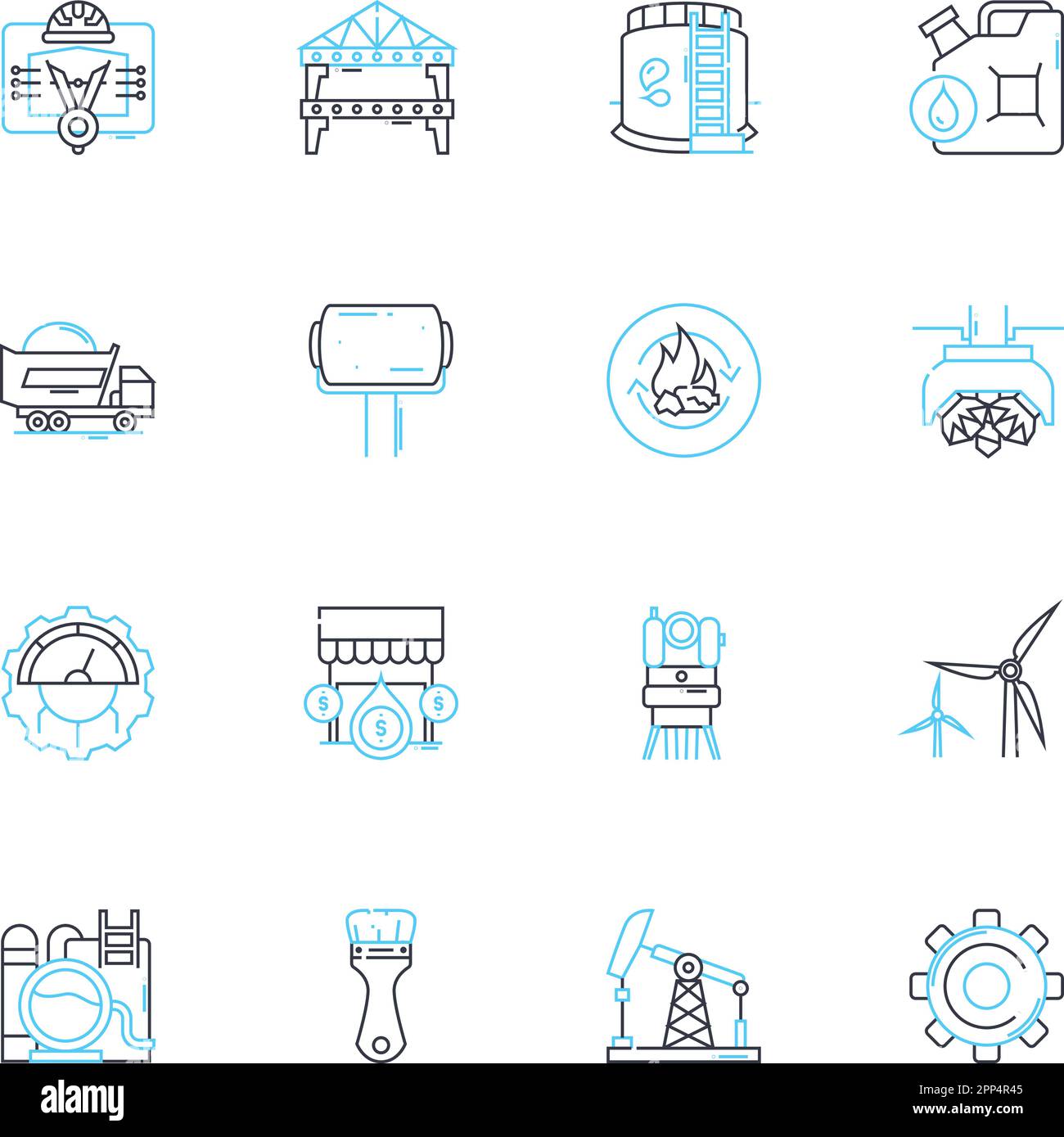 Set di icone lineari per ingegneria elettrica. Circuiti, alimentazione, energia, tensione, corrente, Segnali magnetici, vettoriali di linea del trasformatore e di concetto. Generatore Illustrazione Vettoriale