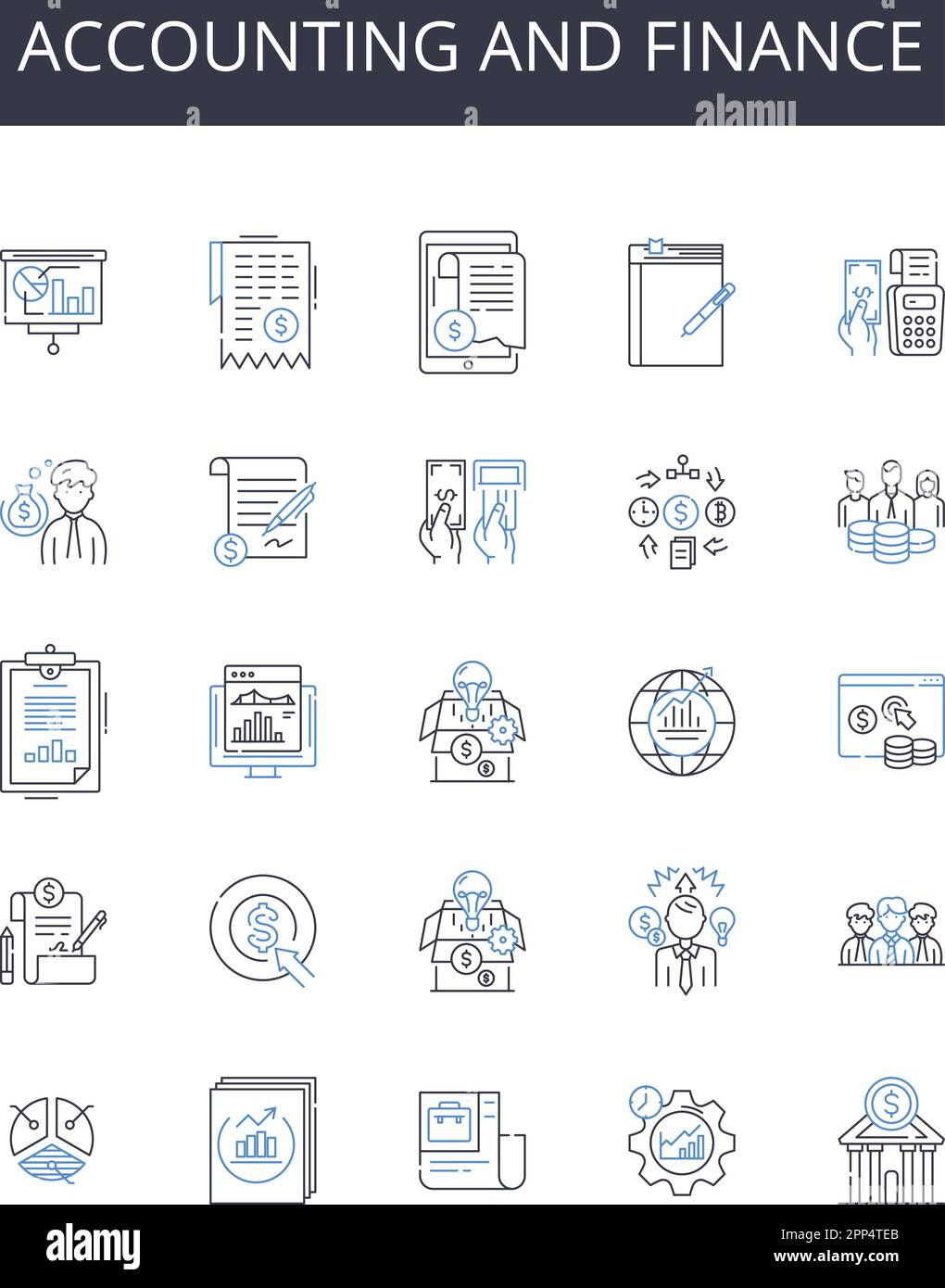 Raccolta di icone di contabilità e finanza. Sinapsi, cognizione, dopamina, plasticità, percezione, Neurotrasmettitore, vettore serotonina e lineare Illustrazione Vettoriale
