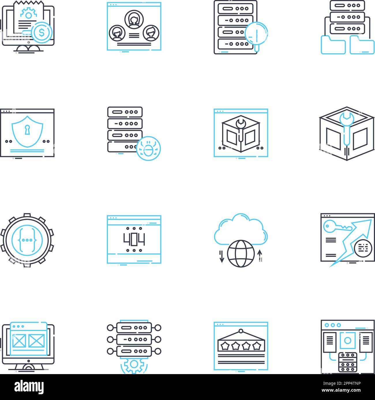 Set di icone lineari per la progettazione grafica. Tipografia, teoria del colore, Layout, Branding, composizione, Vettore, vettore di linea di illustrazione e segnali concettuali. Logo Illustrazione Vettoriale