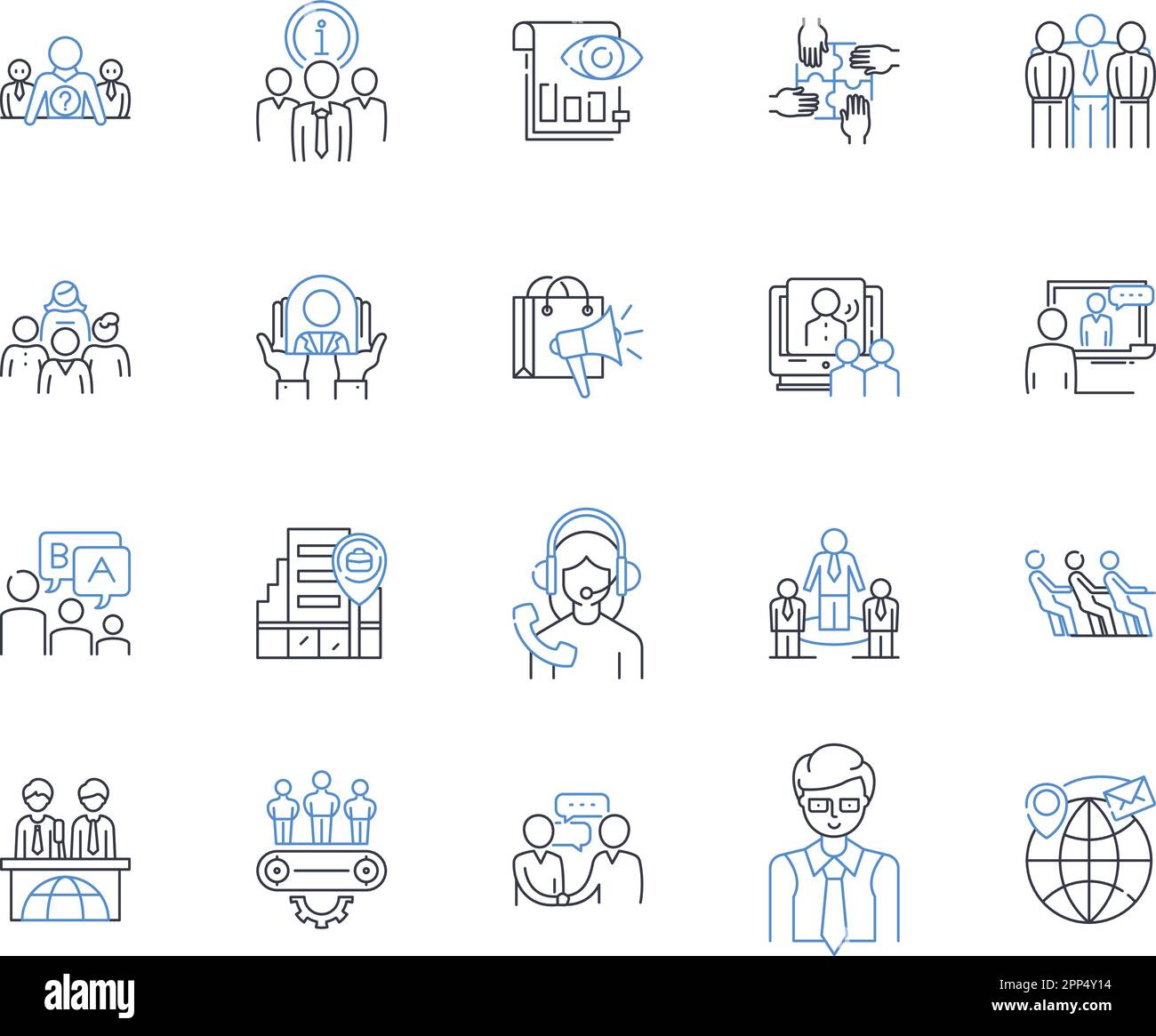 Collezione icone linea rivenditore bond. Trading, obbligazioni, reddito fisso, Broker, titoli, Investimenti, vettore del Tesoro e illustrazione lineare. Resa Illustrazione Vettoriale