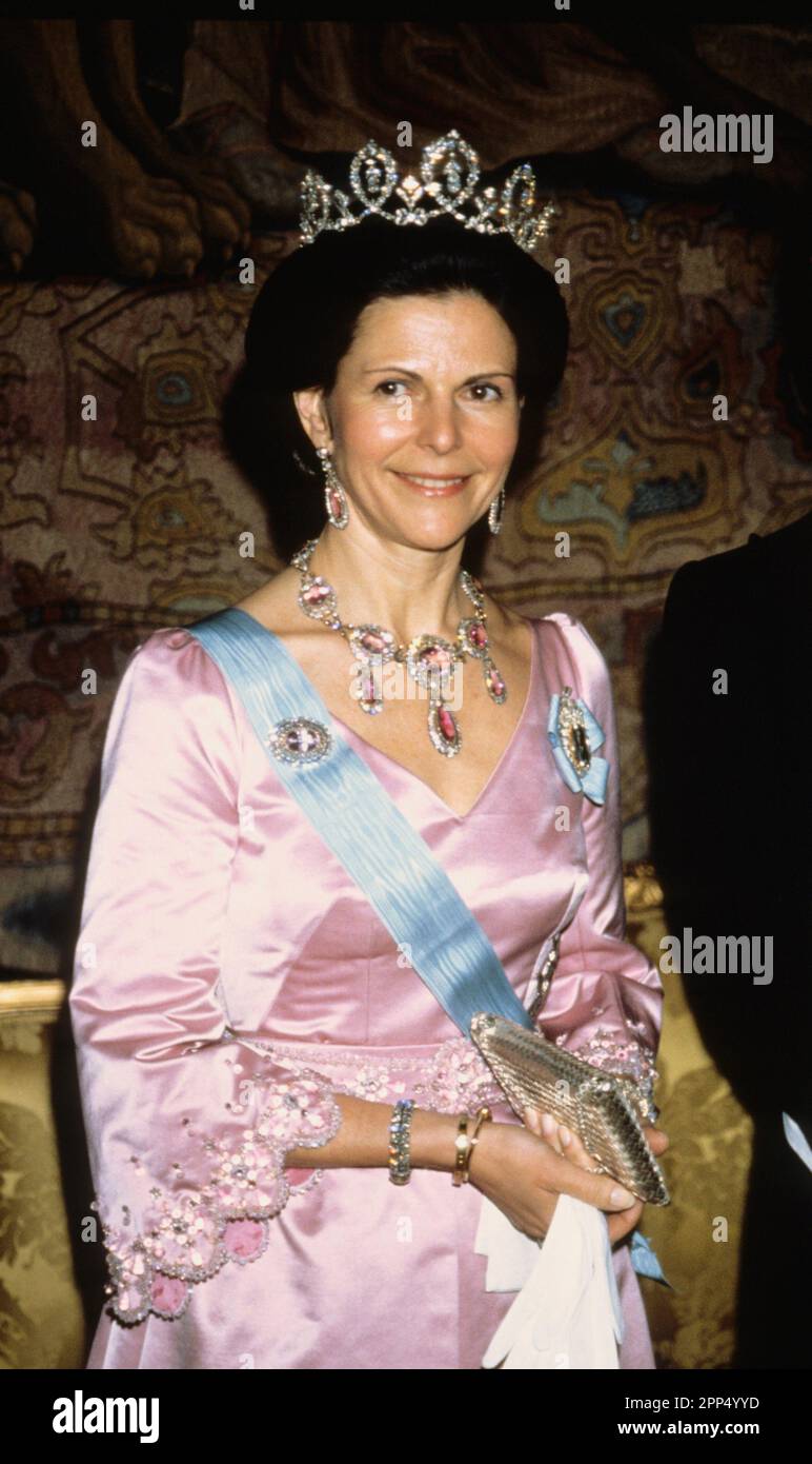 REGINA SILVIA di Svezia in una cena reale al Palazzo reale Foto Stock