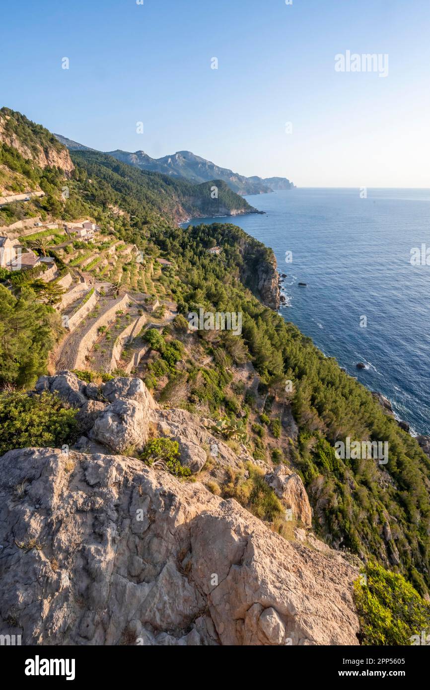 View Torre des Verger, Coast, Sea view, Banyalbufar, Maiorca, Isole Baleari, Spagna Foto Stock