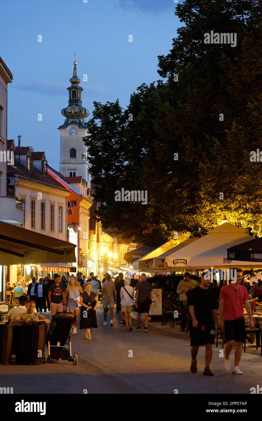 Ulica Ivana Tkalcica, Blue Hour, Zagabria, Grad Zagreb, Croazia Foto Stock