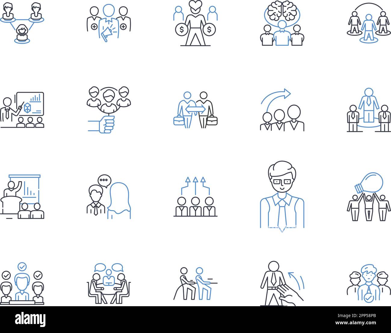 Collezione di icone della linea di equità sanitaria. Accesso, disuguaglianza, giustizia, vulnerabile, svantaggio, Empowerment, Diversity Vector e illustrazione lineare Illustrazione Vettoriale