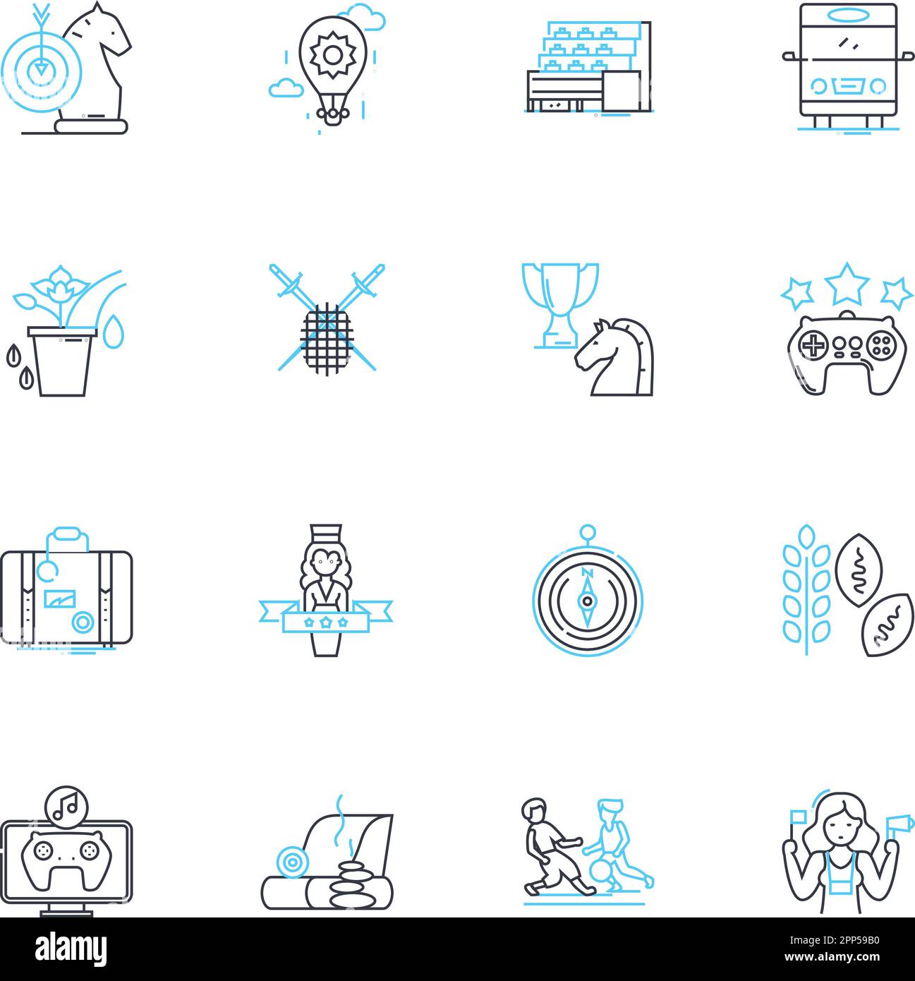 Set di icone lineari classe ART. Creatività, Pittura, schizzo, colore, scultura, Design, linee di fantasia e segnali concettuali. Tecnica Illustrazione Vettoriale