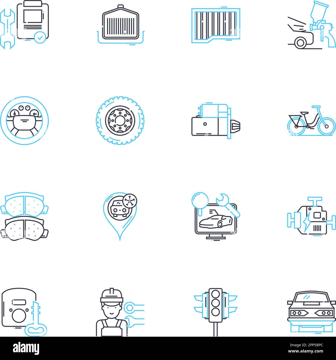 Set di icone lineari per soluzioni di trasporto. Pendolari, mobilità, logistica, carpooling, trasporti, Routing, vettore linea di consegna e segnali concettuali. Trasporto Illustrazione Vettoriale