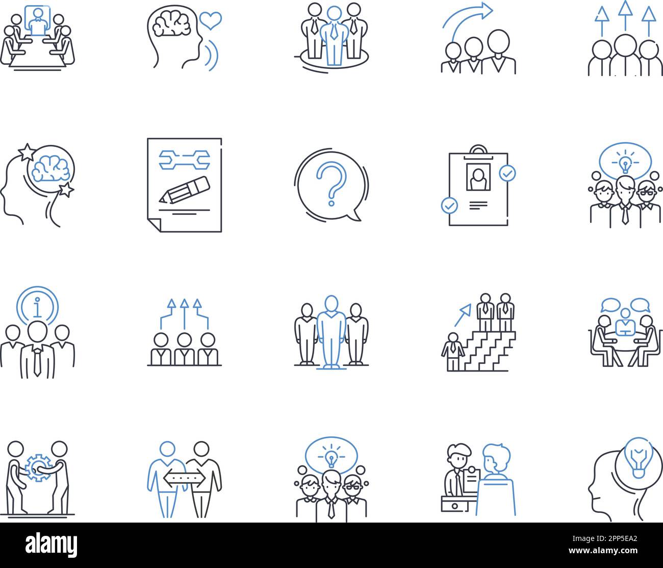 Collezione di icone della linea di persistenza della perseveranza. Resistenza, resilienza, tenacità, determinazione, grana, Forza, vettore Stick-to-itiveness e lineare Illustrazione Vettoriale