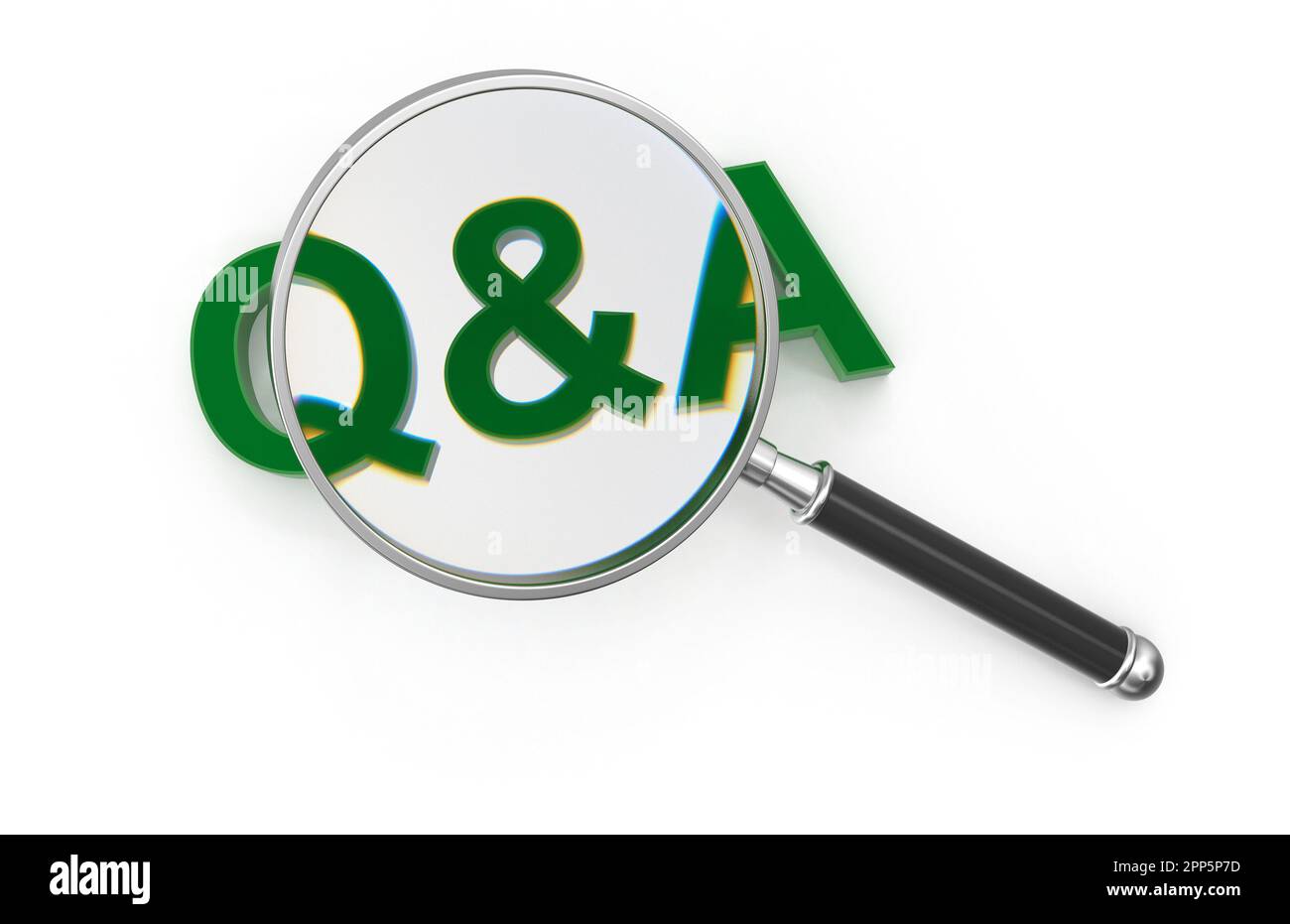 Domande e risposte concetto , questo è un rendering 3d generate computer immagine. Isolato su bianco. Foto Stock