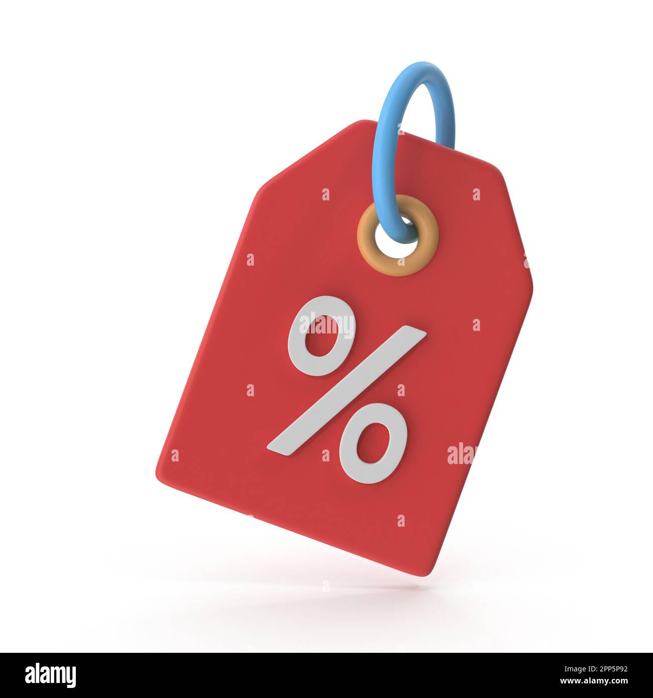 Icona percentuale rossa , immagine generata dal computer con rendering 3D. Isolato su bianco. Foto Stock